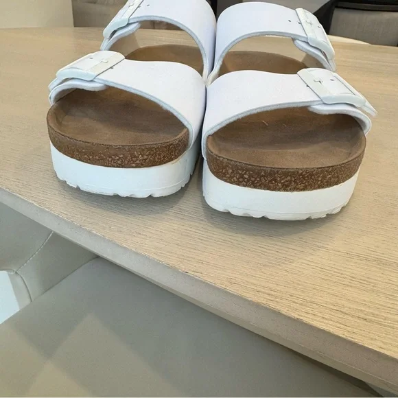 Birkenstock Papillio Arizona Flex Platform White Sandals 40 - Picture 6 of 12